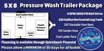 4 GPM 3500 PSI PRESSURE WASH COLD WATER TRAILER - 5 x 8 SINGLE AXLE
